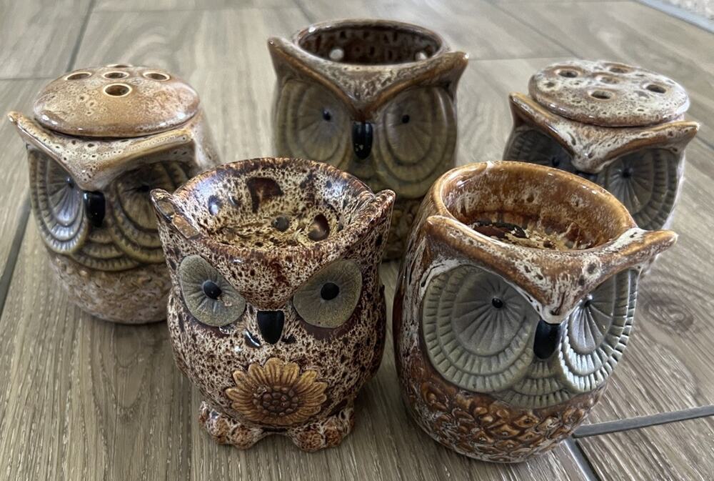 Owl Ceramic Wax Warmer Night Lights Lot of 5 NO PLUG INS